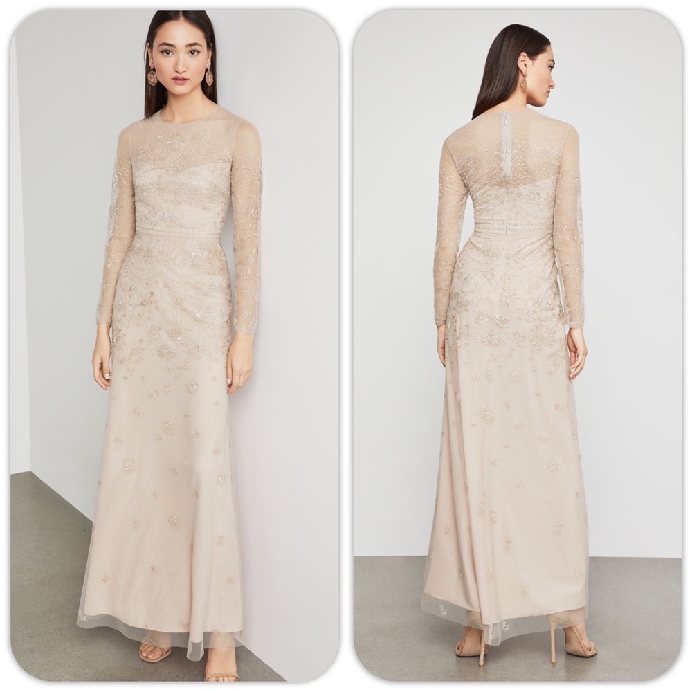 NWT BCBG Max Azria Metallic Embroidered Dress Gown